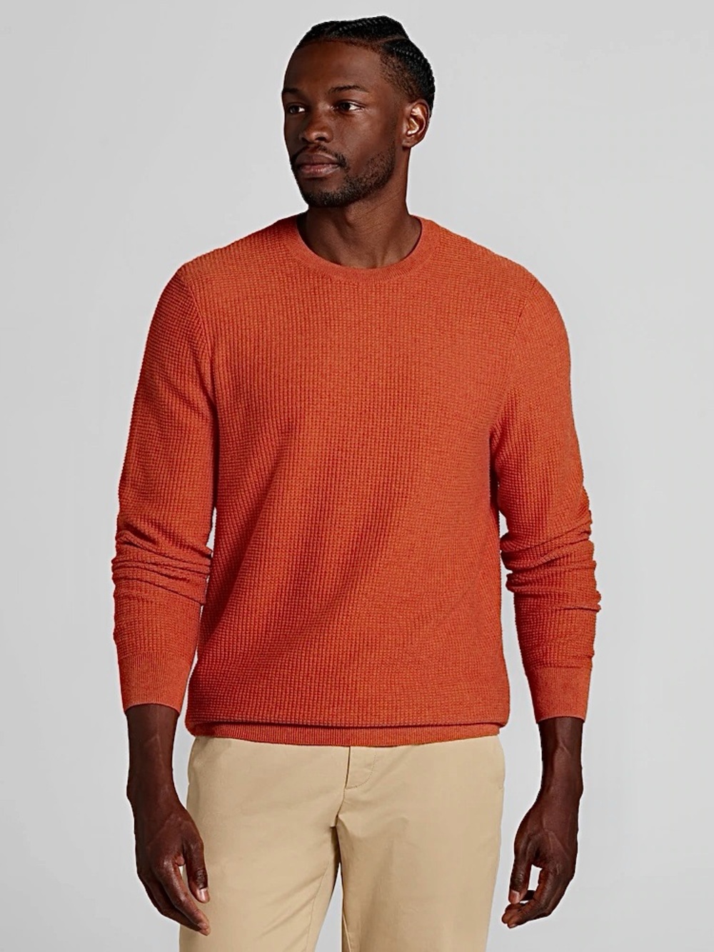 Textured Crewneck Sweater Size Men’s 3XT Orange Comfy Casual by Joseph Abboud